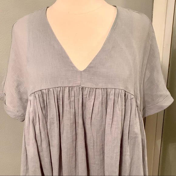 Women’s Babydoll Blouse Drop waist Listicle Powder Blue S - Picture 7 of 10